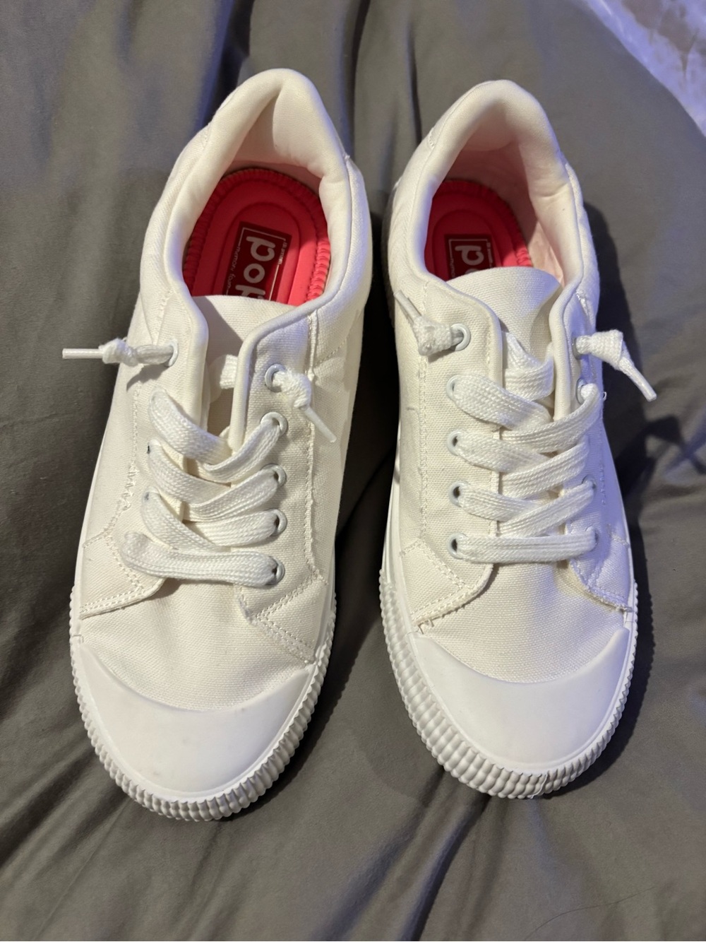 POP White Canvas Sneakers with Pink Insole